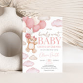 Roze Beren ballon Bearly Wait Baby shower Kaart