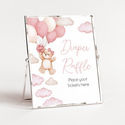 Roze Beren ballon Bearly Wait Luier Raffle Poster