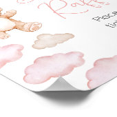 Roze Beren ballon Bearly Wait Luier Raffle Poster (Hoek)