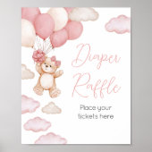 Roze Beren ballon Bearly Wait Luier Raffle Poster (Voorkant)