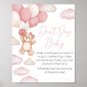 Roze Beren ballon Bearly Wait Zeg geen Baby Poster (Voorkant)