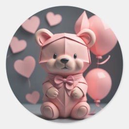 Roze Beren ballon Ronde Sticker
