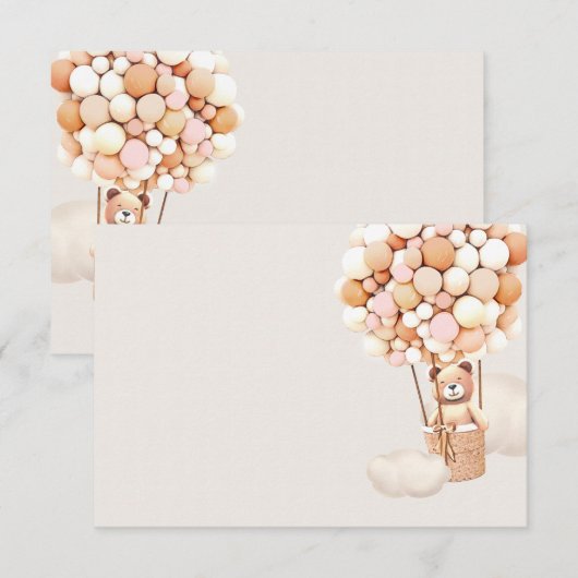 Roze Beren ballonnen ledige behuizingskaart Informatiekaartje (Voorkant / Achterkant)