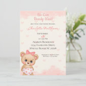 Roze Beren harten We kunnen bijna wachten Baby sho Kaart (Staand voorkant)