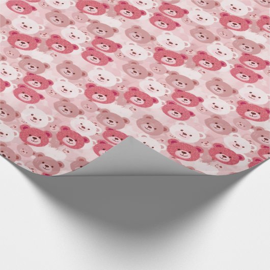 Roze Beren hoofden | Cadeaupapier (Hoek)