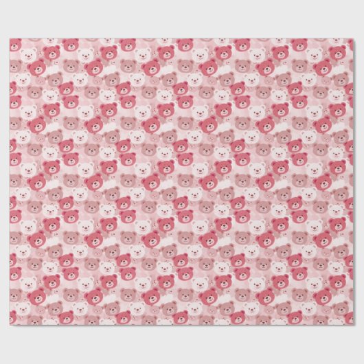 Roze Beren hoofden | Cadeaupapier (Vlak)