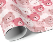 Roze Beren hoofden | Cadeaupapier (Rol Hoek)