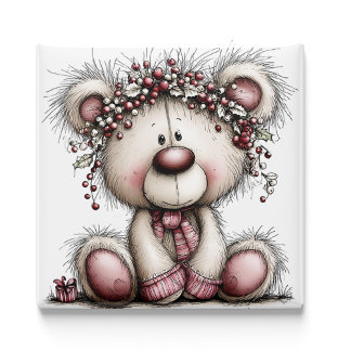 Roze Beren Kerstbessen | Kerstmagneet Magneet