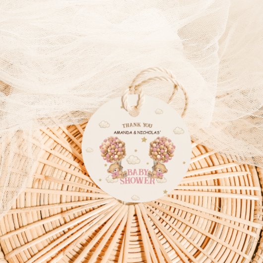 Roze Beren Twins Meisje Douche Dank u Bedankjes Labels