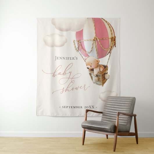 Roze berenballonnen wandkleed (In situ)