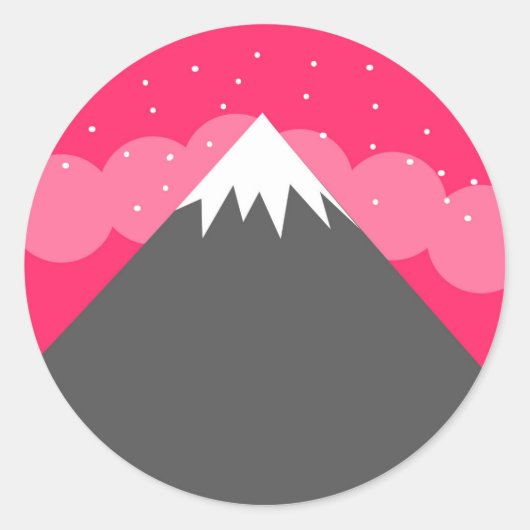 Roze Berg Horizon Ronde Sticker (Voorkant)
