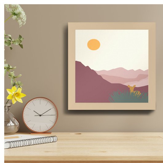 Roze bergen boho landschap poster