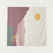 Roze bergen boho landschap wandkleed (Voorkant (horizontaal))