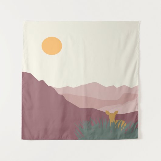 Roze bergen boho landschap wandkleed (Voorkant)