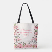 Roze Bergen en Martinis Bachelorette Tote Bag (Achterkant)