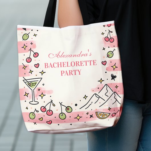 Roze Bergen en Martinis Bachelorette Tote Bag