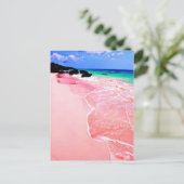 Roze Bermuda Beach Briefkaart (Staand voorkant)