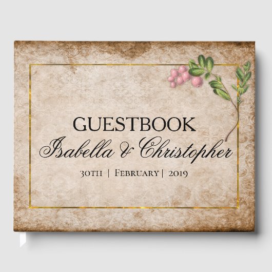 Roze Berries Wedding Guestbook Gastenboek (Voorkant)