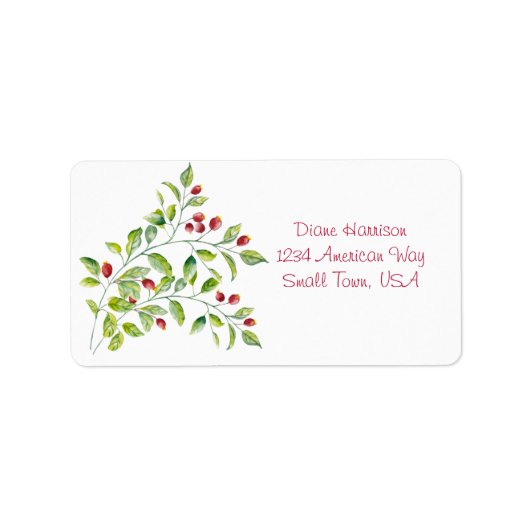 Roze Berries Wedding Return Address Labels (Voorkant)