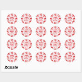 Roze Berry 1e Hand Getrokken Aardbei Meisje Verjaa Ronde Sticker (Vel)