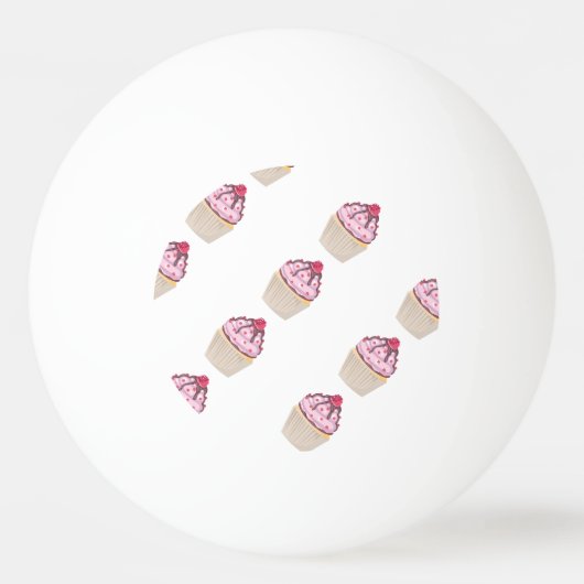 Roze Berry Cupcakes Pingpongbal (Achterkant)