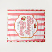 Roze Berry Eerste Aardbei Verjaardag Achtergrond Wandkleed (Voorkant (horizontaal))