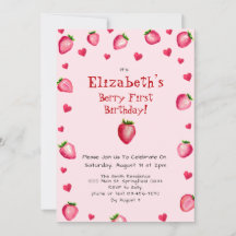 Roze Berry Eerste Verjaardag Strawberry Custom Pho