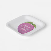 Roze Berry Eerste Verjaardag Waterverf Custom Papieren Bordje (Gebogen)