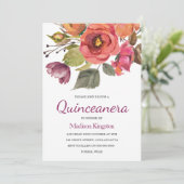 Roze berry Flowers Quinceanera Celebrite Kaart (Staand voorkant)