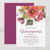 Roze berry Flowers Quinceanera Celebrite Kaart (Voorkant / Achterkant)