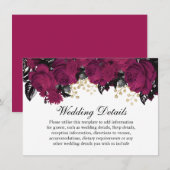 Roze berry Gold Marsala Flowers Weddenschap Detail Kaart (Voorkant / Achterkant)