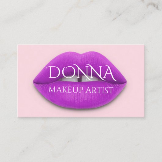 Roze Berry Lips QR Code Logo Makeup Lipstick Visitekaartje (Voorkant)