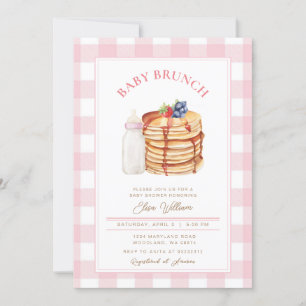 Roze Berry Pannenkoek Baby shower Brunch Kaart