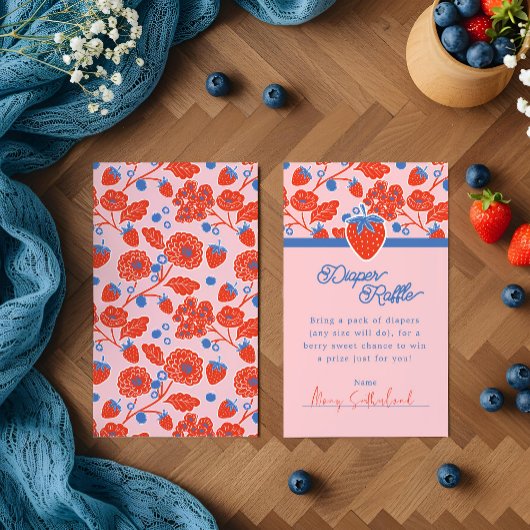 Roze Berry Sweet Blooms & Berries Luier Raffle Informatiekaartje