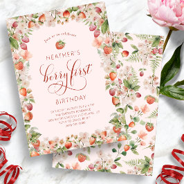Roze Bes Eerste Verjaardagsuitnodigingen Kaart