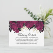 Roze Bes Goud Marsala Bloemen Trouw Details Kaart (Staand voorkant)