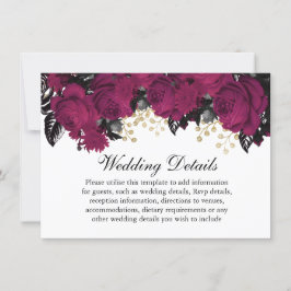 Roze Bes Goud Marsala Bloemen Trouw Details Kaart