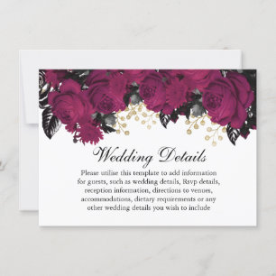 Roze Bes Goud Marsala Bloemen Trouwdetails Kaart