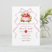 Roze Bes Verliefd Bruiloft Feest Uitnodiging (Staand voorkant)