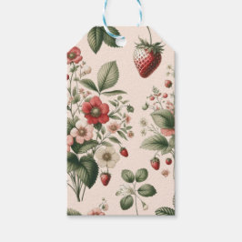 Roze Bes Zoete Aardbei Patronen Overal Cadeaulabel