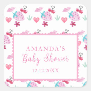 Roze Bes Zoete Liefje Valentijn Baby Shower Vierkante Sticker