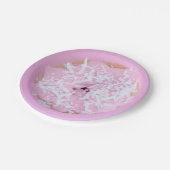 Roze besprenkeld papieren bord met doughnut (Gekanteld)