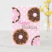 Roze besproeide Donut Kaart (Gele Bloem)