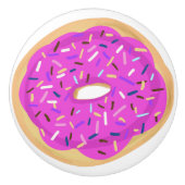 Roze besproeide gevroren donut keramische knop (Voorkant)