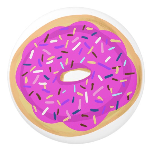 Roze besproeide gevroren donut keramische knop (Voorkant)