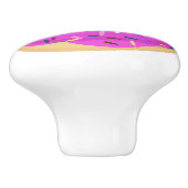 Roze besproeide gevroren donut keramische knop (Zijkant)