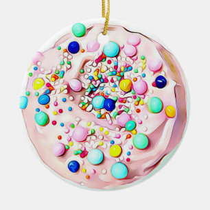 Roze besprokst koekje Yummy Food kerst Keramisch Ornament