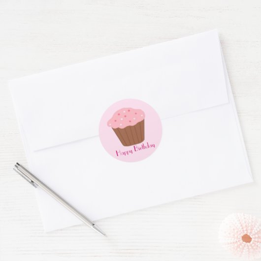 Roze, bespuitbare koepel ronde sticker (Envelop)