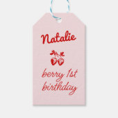 Roze bessen 1e Hand getrokken aardbeien Verjaardag Cadeaulabel (Voorkant)