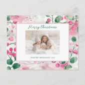 Roze bessen Bloemen Foto Kerst Briefkaart (Voorkant)
